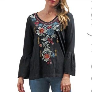 Karyn Seo Embroidered Bell Sleeve Top